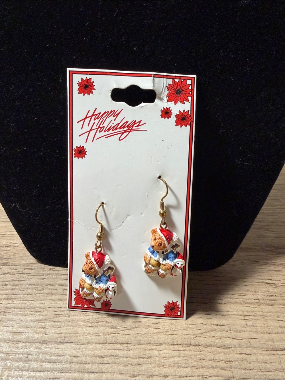 Source Unknown Red and Blue Holiday Teddy Bear Earrings